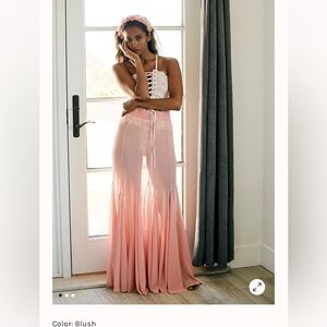 Free People Godet Girl Mesh 1/2 Slip blush small